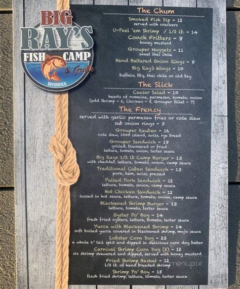 Menu of Big Ray's Fish Camp & Grille in Tampa, FL 33602