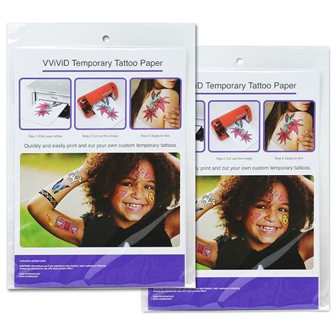 Buy VViViD Easy-to-Apply Printable Inkjet Rub-On Temporary Tattoo Paper 2-Sheet Pack (2 Pack (4 ...