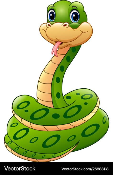 Cute green snake animal cartoon Royalty Free Vector Image