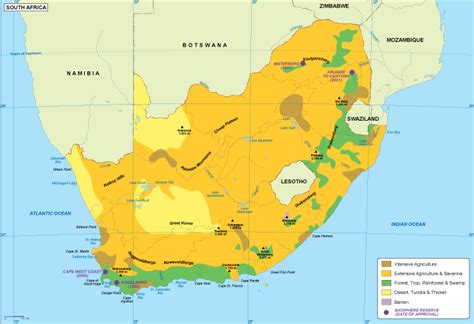 South Africa vegetation map. EPS Illustrator Map | Vector World Maps