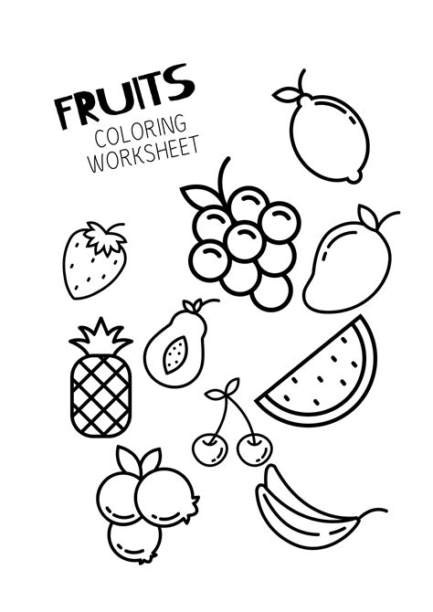 Fruits Clip Art Coloring Coloring Pages