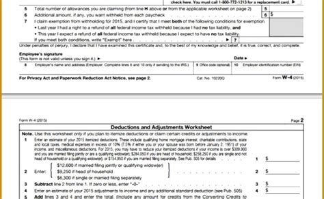 Deductions And Adjustments Worksheet For Federal Form W 4 Psicologa ...