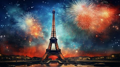 Premium AI Image | fireworks over the eiffel tower in paris