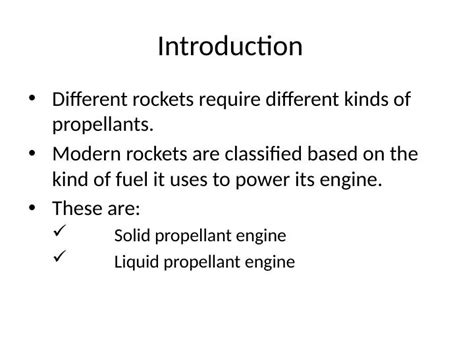 Rocket Fuel: Types and Characteristics - Desklib