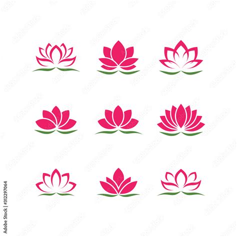 lotus flower set. lotus symbol or icon for spa salon, yoga class or wellness industry Stock ...