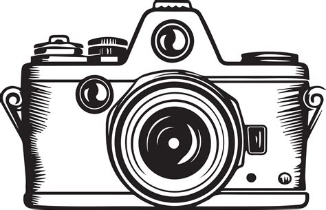 Hand Drawn vintage camera logo in flat style 24959241 PNG