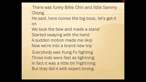 Kung Fu Fighting Lyrics - YouTube