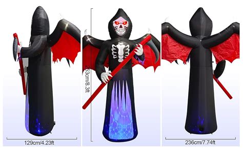 Kalolary 8.3FT Length Halloween Inflatables Outdoor Scythe Ghost King ...