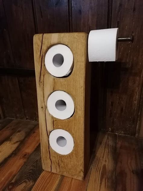 Handmade Wooden Toilet Paper Holder With 3 Holes and a Metal - Etsy Norway