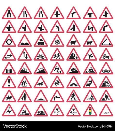 Road traffic warning signs Royalty Free Vector Image