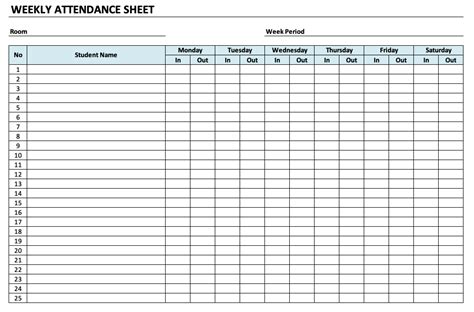 Daycare Attendance Sheet Printable