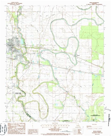 Classic USGS Delhi Louisiana 7.5'x7.5' Topo Map – MyTopo Map Store