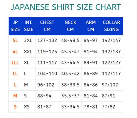 19+ Japanese Clothes Size Chart - ArturArlando