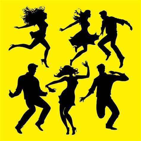 Premium Vector | Silhouettes of dancing people group vector ...