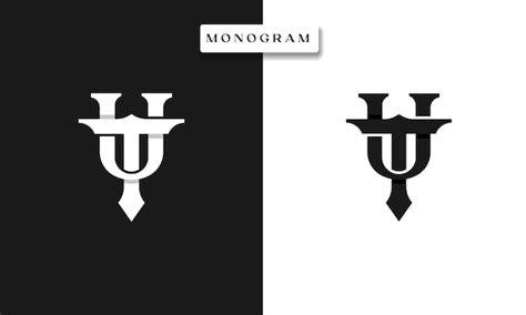 Tu ut tu monograma logo plantilla ilustración vectorial aislado en fondo blanco y negro | Vector ...