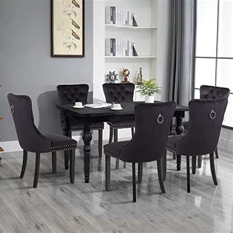 Cheap ⭐ MAISON ARTS Black Velvet Tufted Dining Chairs Set Of 6 ...