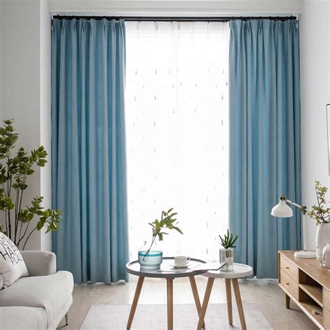 Contemporary Solid Blue Curtain Modern Simple Curtain Living Room Bedroom Study Fabric(One Panel)