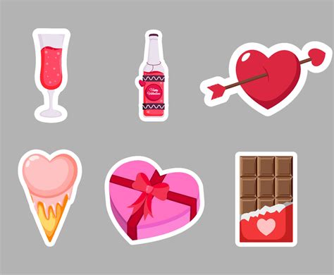 Valentine's Day Sticker Set Vector Art & Graphics | freevector.com