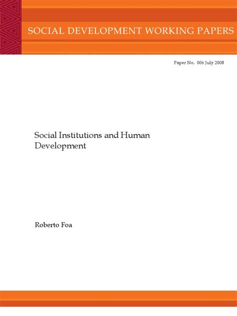 Roberto Foa - Social Institutions and Human Development | Economic Development | Social Capital