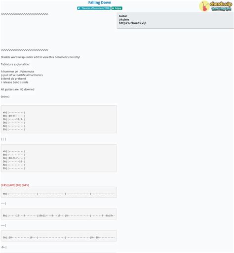 Chord: Falling Down - tab, song lyric, sheet, guitar, ukulele | chords.vip