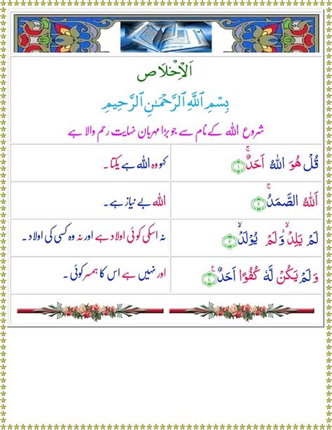 Surah Ikhlas With Urdu Translation