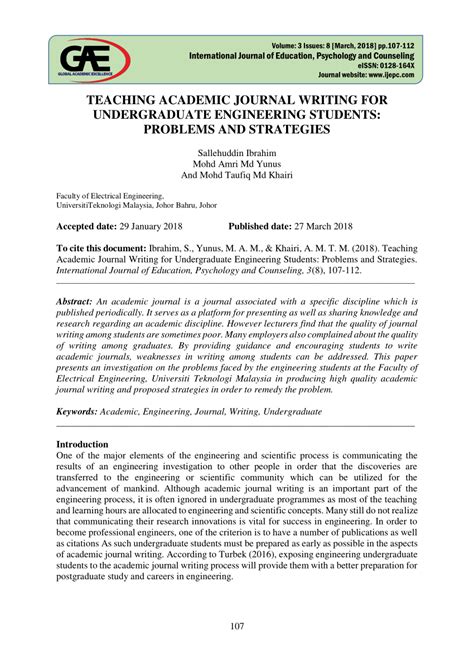 (PDF) Teaching academic journal writing for undergraduate engineering ...