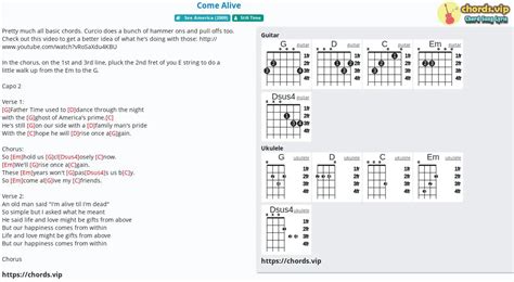 Chord: Come Alive - tab, song lyric, sheet, guitar, ukulele | chords.vip