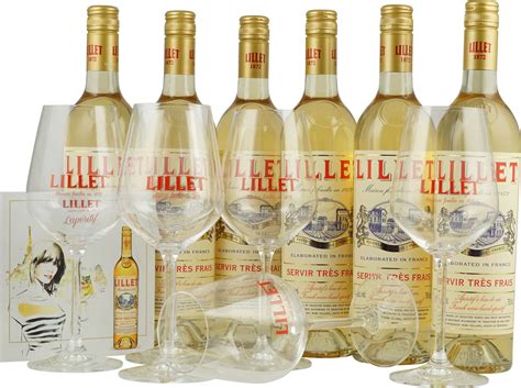Lillet Aperitif Set 6 x 750 ml 17% Vol. mit Gläsern und Getränkekarten