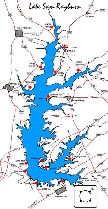 Sam Rayburn Lake Map - Map Of Amarillo Texas