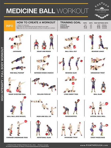 fighthrough Medicine Ball High Intensity Workout - Laminated Poster / Chart - Strength & Cardio ...