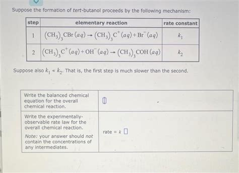 Solved Suppose the formation of tert-butanol proceeds by the | Chegg.com