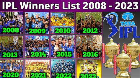 IPL All Season Winners & Runner up Teams 2008 - 2023 || Indian premier ...