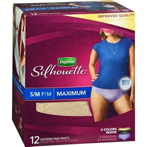 Depend Silhouette for Women Modern Rise Briefs Maximum Absorbency S/M ...