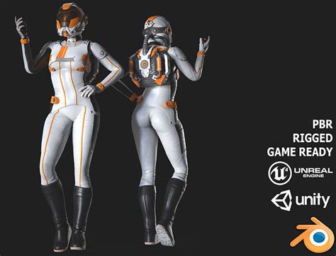 3D model FX01 Female Space Suit White LITE VERSION VR / AR / low-poly rigged | CGTrader