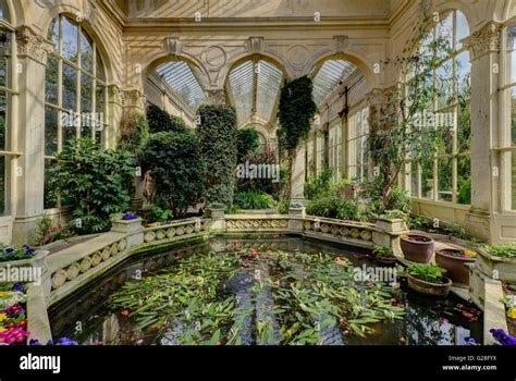 Interior of The Orangery at Castle Ashby Gardens, UK; built in 1872 to a design by architect ...