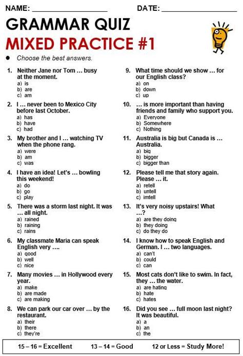 Tenses: Review - All Things Grammar | English grammar test, English ...