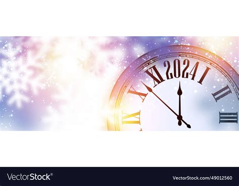 New year 2024 countdown clock over silver Vector Image