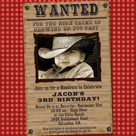 Cowboy Party Invitation- Printable - Wanted Invitation - by Amanda's ...