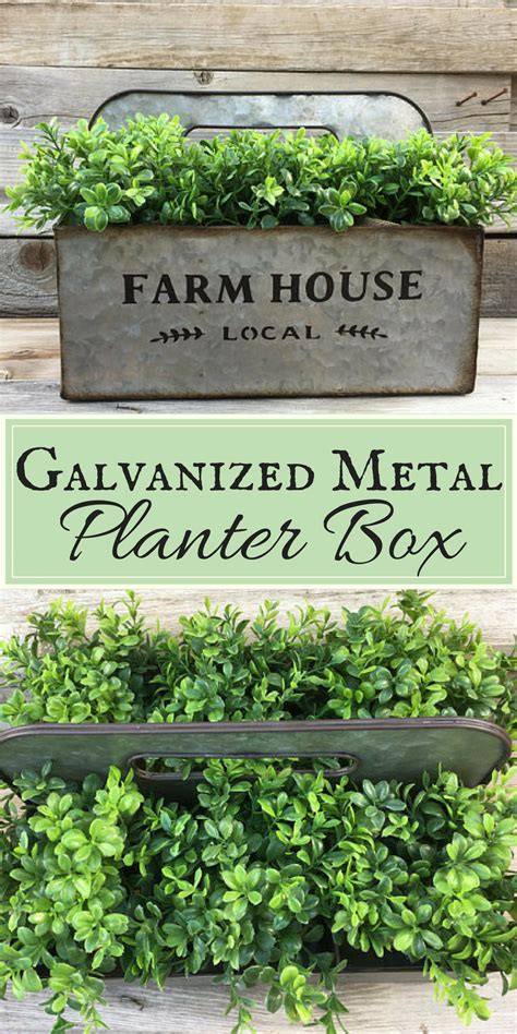 Galvanized Metal Planter Box - This Farmhouse Planter Box is PERFECT for an indoor herb garde ...