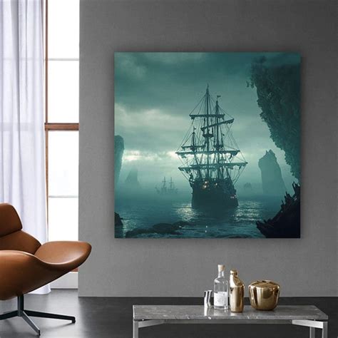 Pirate Ship Canvas Painting , Sailing Pirate Ship Canvas Wall Art ...