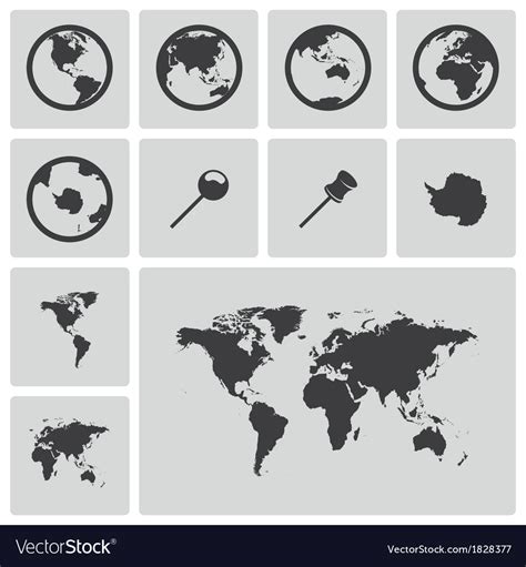 Black and white world map set vector by mejn - Image #1973867 - VectorStock