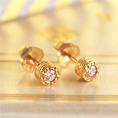 genuine diamond gold stud earrings by embers gemstone jewellery | notonthehighstreet.com
