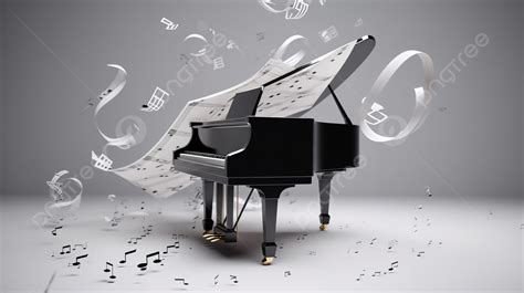 Music Notes Flying Out Of A Grand Piano Background, 3d Illustration Piano And Music Notes ...