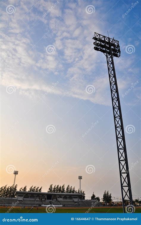 Football Stadium Floodlights Stock Image - Image of lightbulb, halogen ...