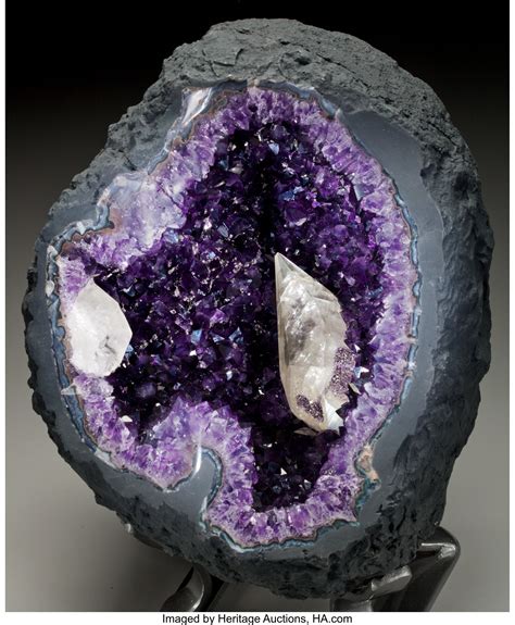 AMETHYST GEODE WITH CALCITE. ... Minerals Crystals | Lot #49029 | Heritage Auctions