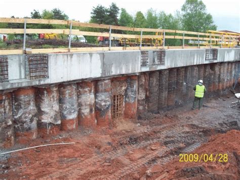 Secant pile wall with flaw at a power plant construction site in France. | Download Scientific ...