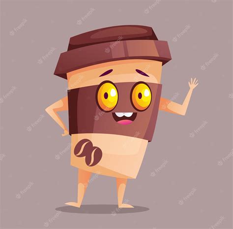 Premium Vector | Cartoon happy coffee cup character take away hot drink concept graphic design ...