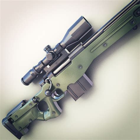 AWM Sniper Rifle Hi-Res 3D Model MAX OBJ FBX LWO LW LWS MA MB | CGTrader.com