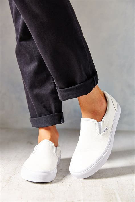 Lyst - Vans Classic Premium Leather Slip-On Women'S Sneaker in White