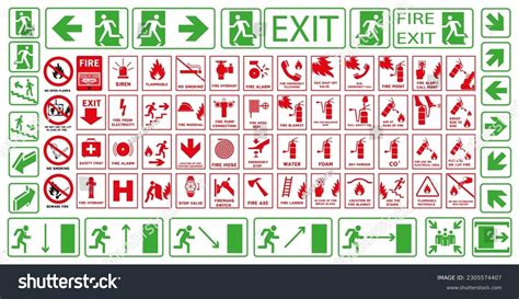 Signs Evacuation During Fire Fire Protection Stock Vector (Royalty Free ...